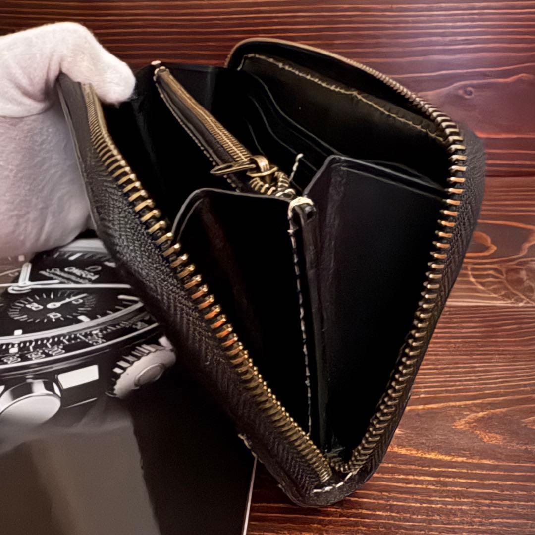 C21 栃木レザー【本革】無双 長財布 黒 Dカン YKK■ブラック バイカーズ