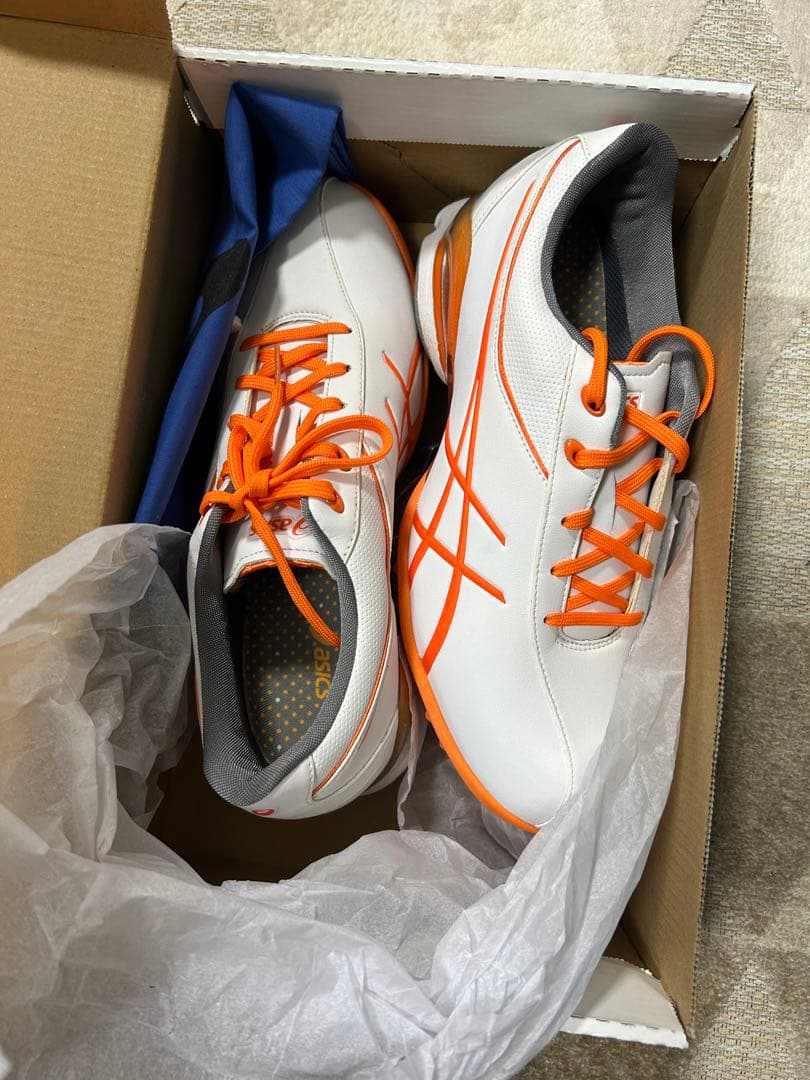 ASICS ゴルフシューズ ホワイト/オレンジ　26cm