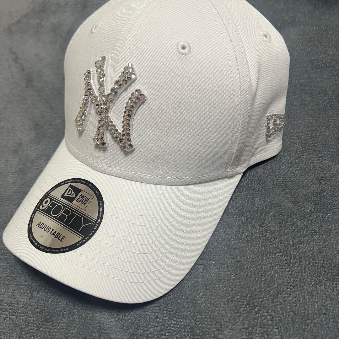 ニューエラ デコ キラキラ ホワイト 9FORTY NYロゴキャップ