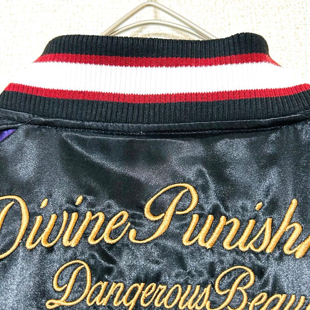 希少 XXL 抜刀娘 スカジャン リバーシブル 背面刺繍 黒 和柄 リブライン