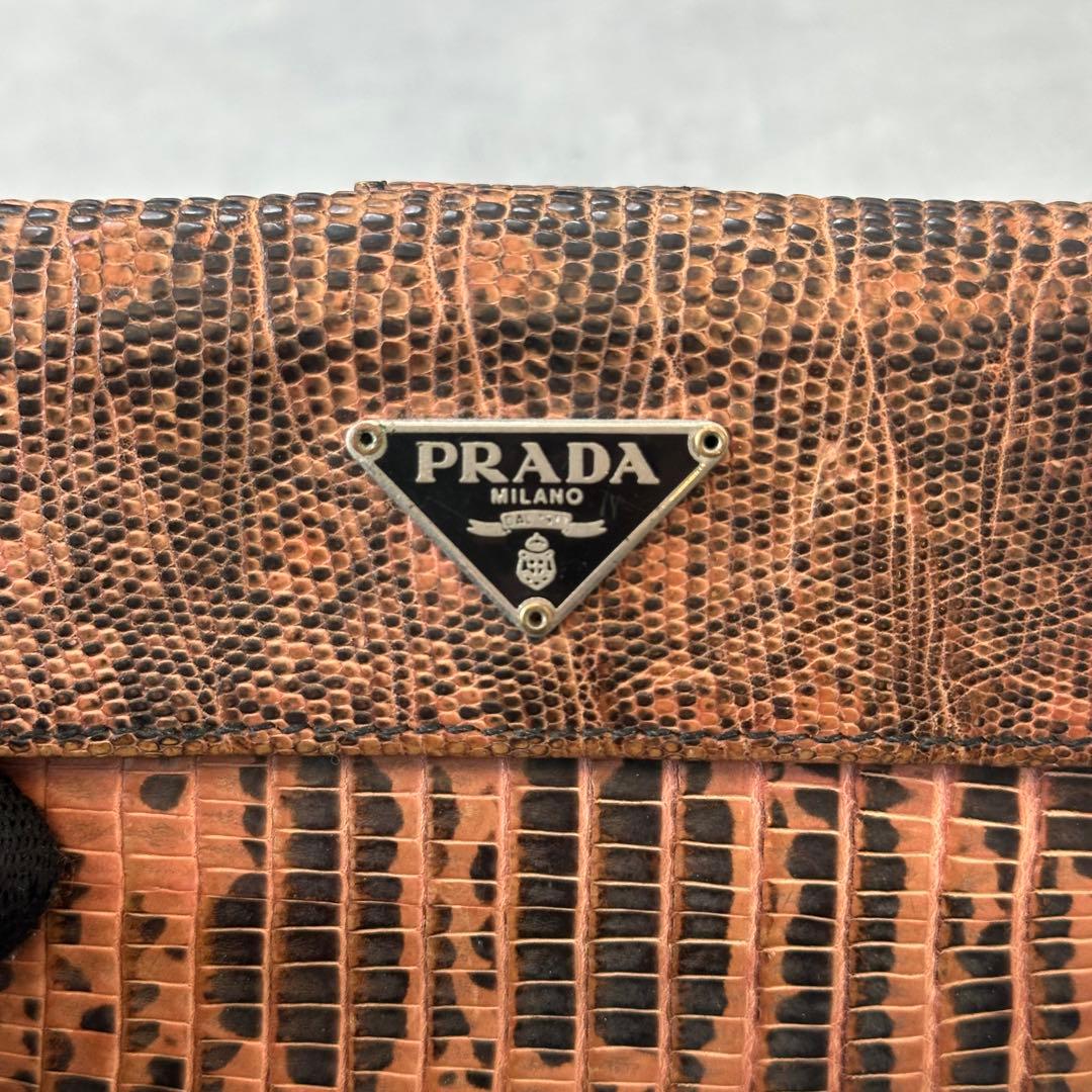 小物 PRADA Triangle Logo Python Bifold Wallet