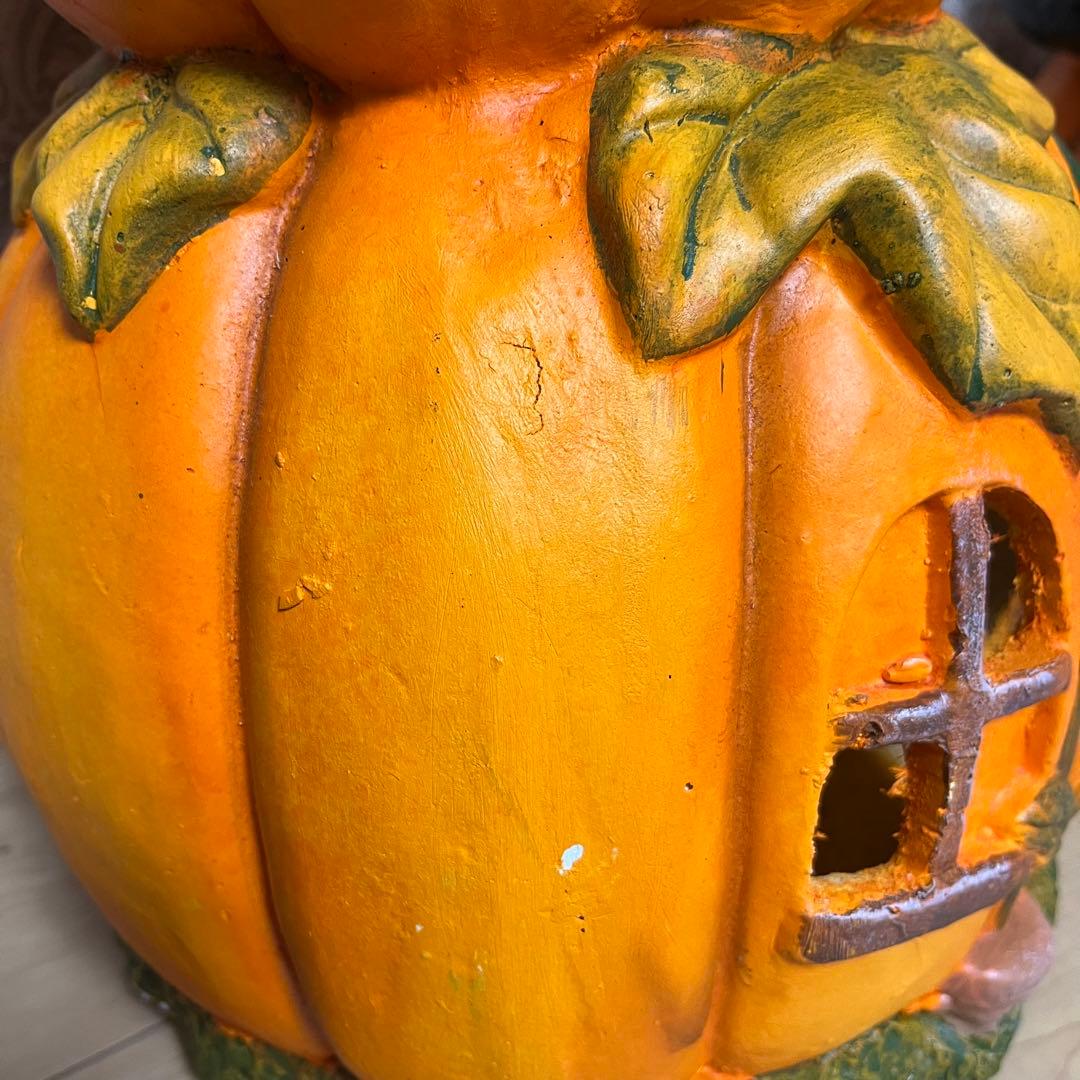 ハロウィン　パンプキン　ガーデン用　2段カボチャ　オブジェ　置物　陶器