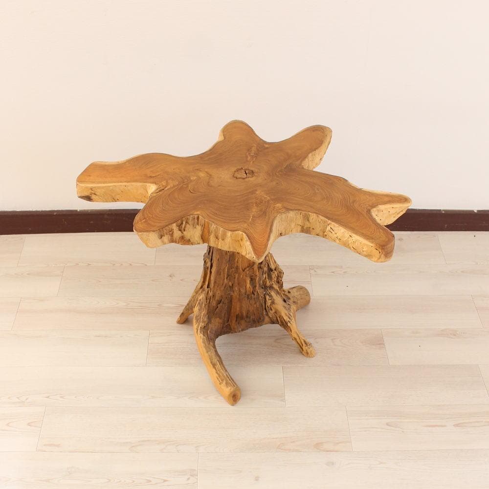 在庫処分 １点もの 木製 テーブル チーク材 天然木 一枚板 切り株 根 4