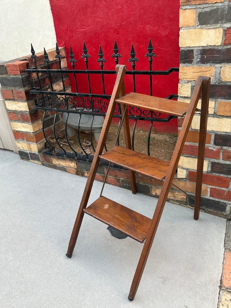 1970年代 ビンテージ 木製折畳脚立 ミッドセンチュリー
