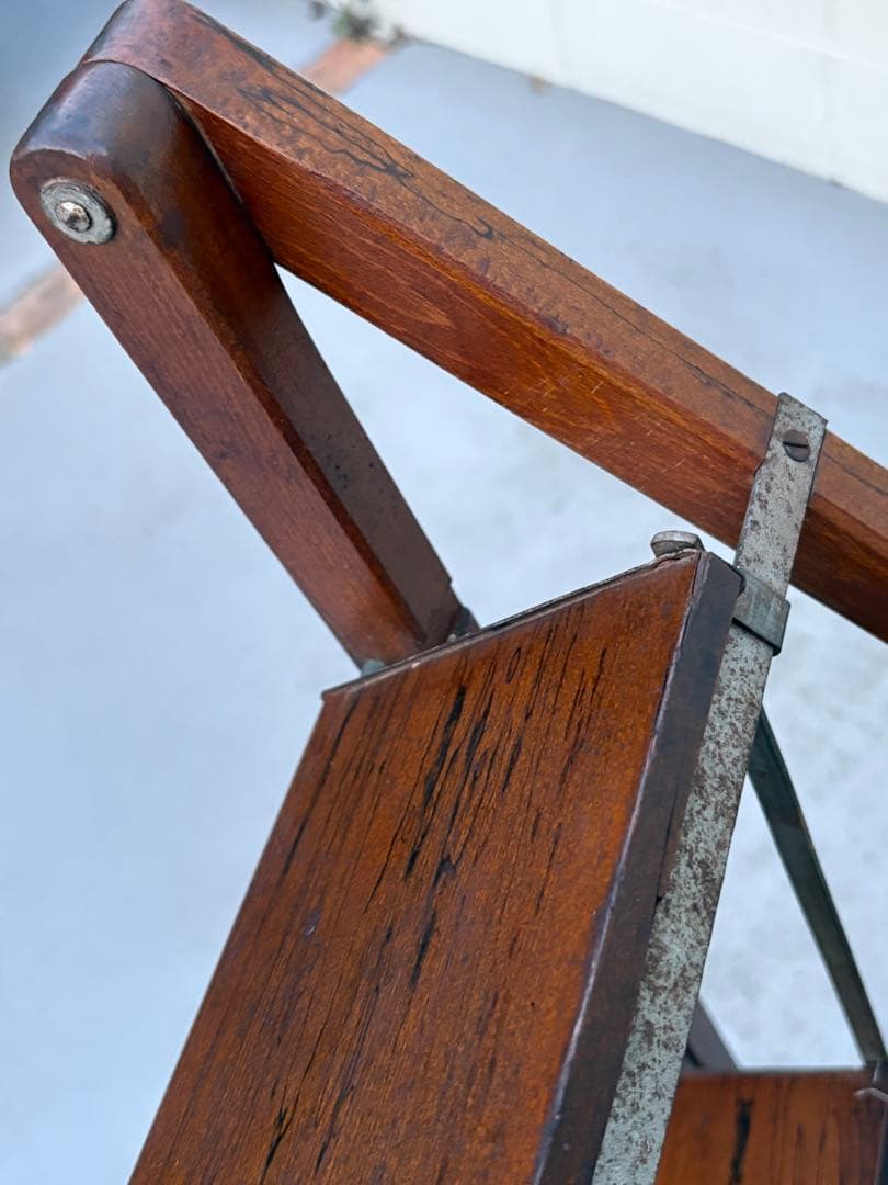 1970年代 ビンテージ 木製折畳脚立 ミッドセンチュリー