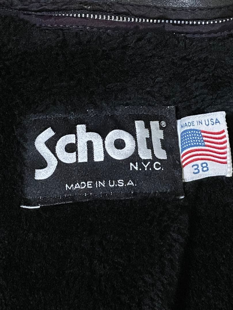 ショット シングル ライダースジャケット 型番414、カウハイド、サイズ38