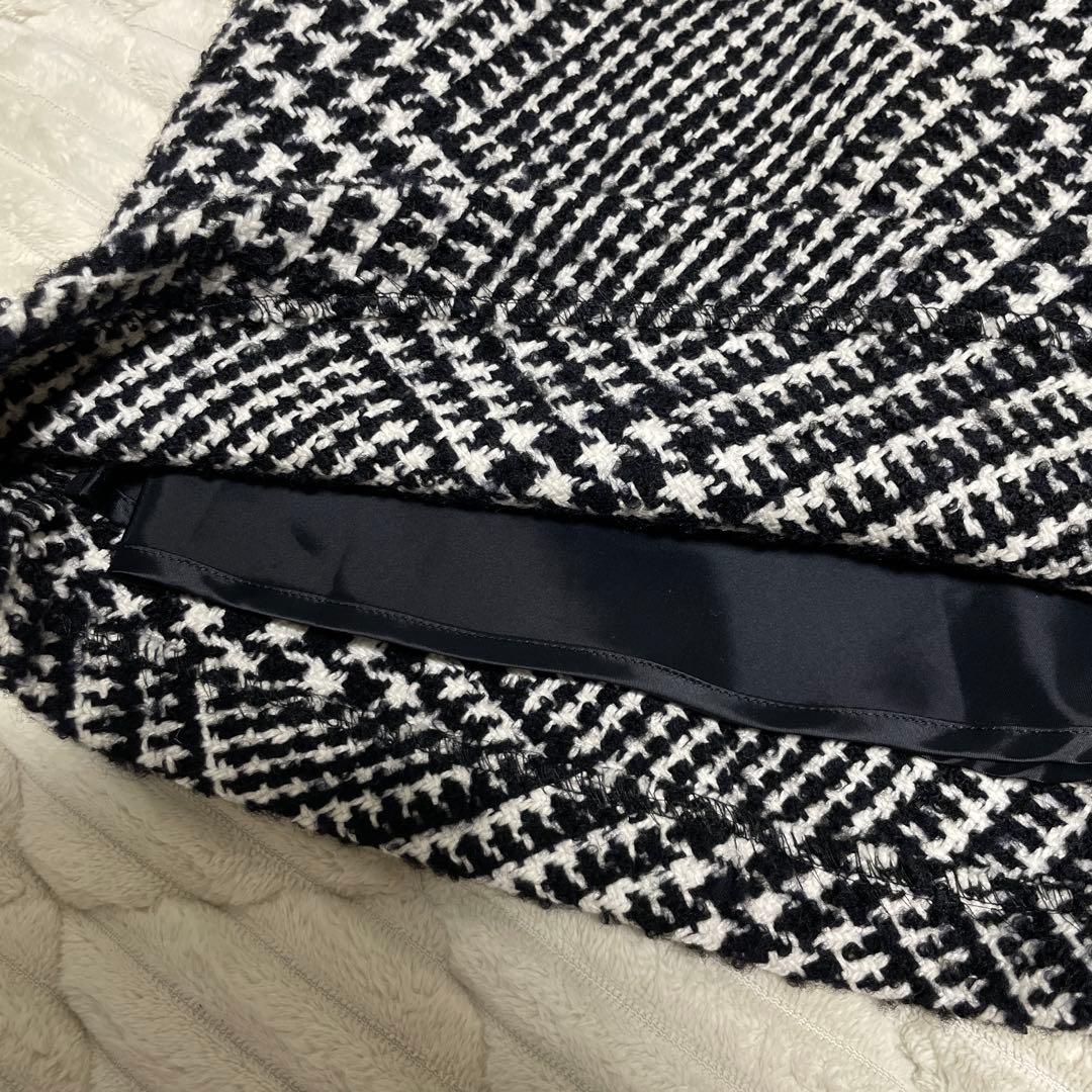 23区　ループヤーン チェック ツイード セミフレアスカート　46サイズ　2XL