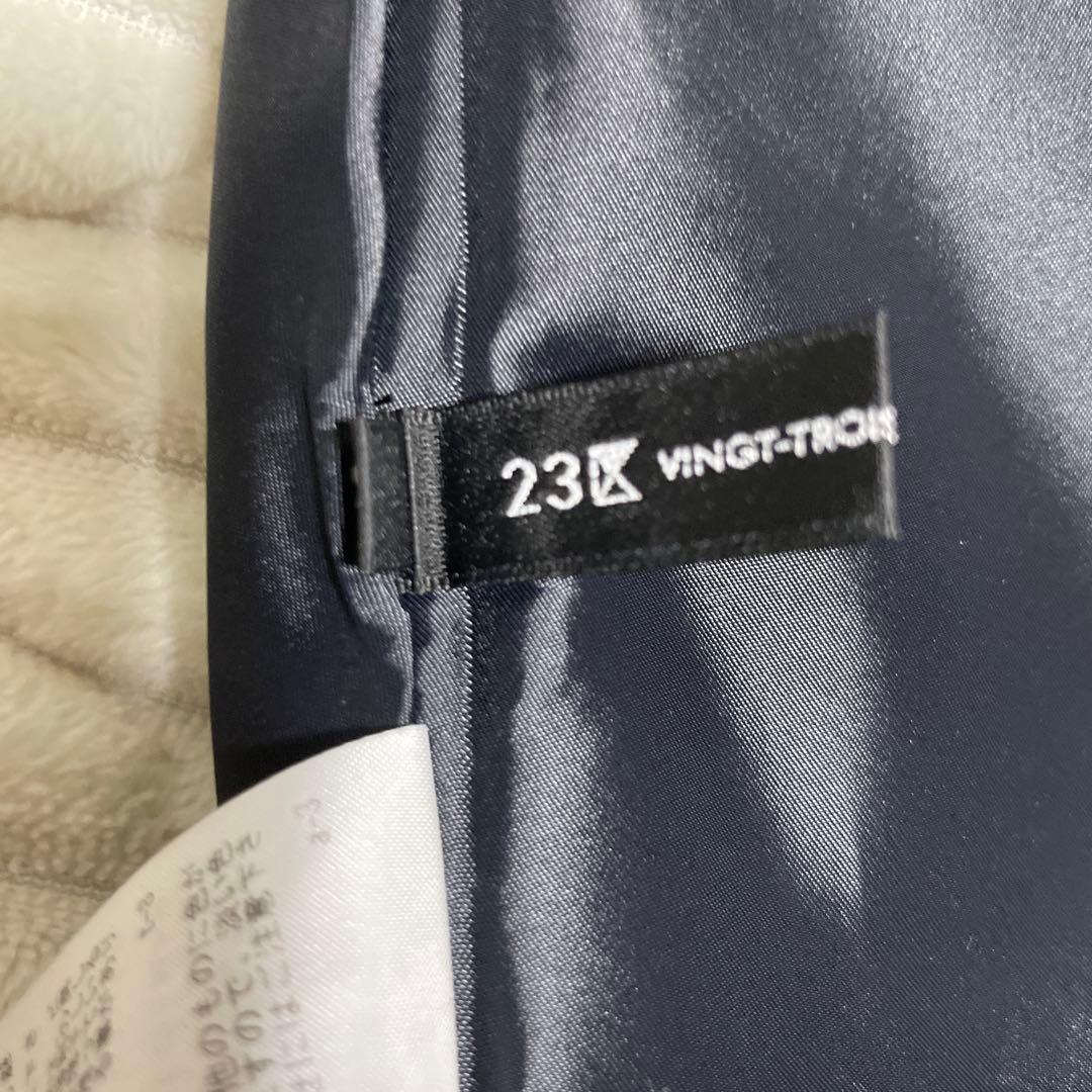 23区　ループヤーン チェック ツイード セミフレアスカート　46サイズ　2XL