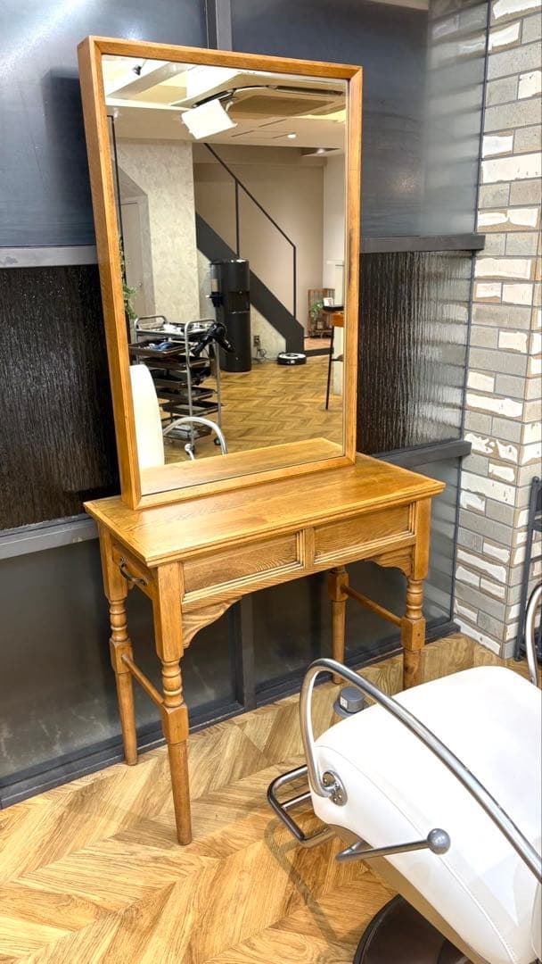 美容室マテリフェルドナナチュラルウッド 片面ドレッサー・鏡台
