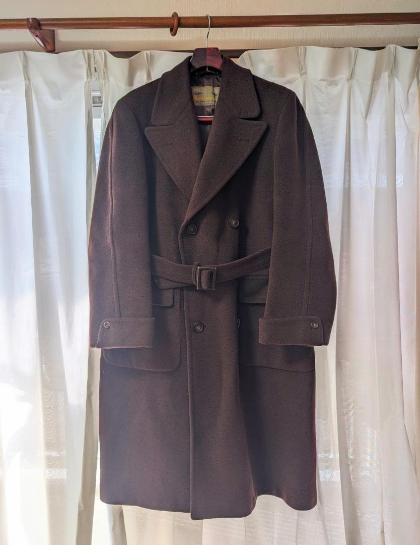 Aqascutum　希少40sダブルワラント　肉厚ウールコート　ブラウン系