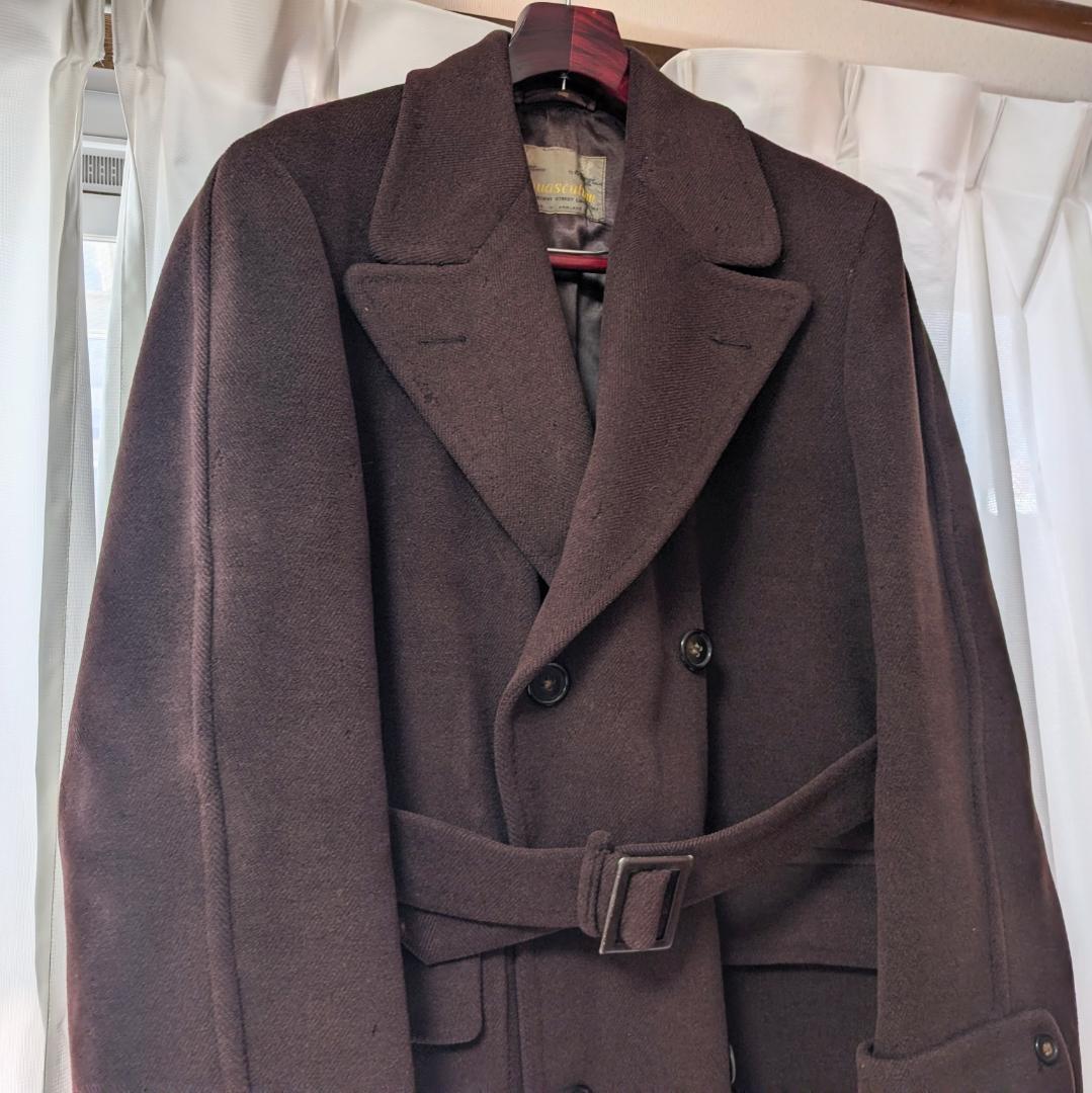 Aqascutum　希少40sダブルワラント　肉厚ウールコート　ブラウン系