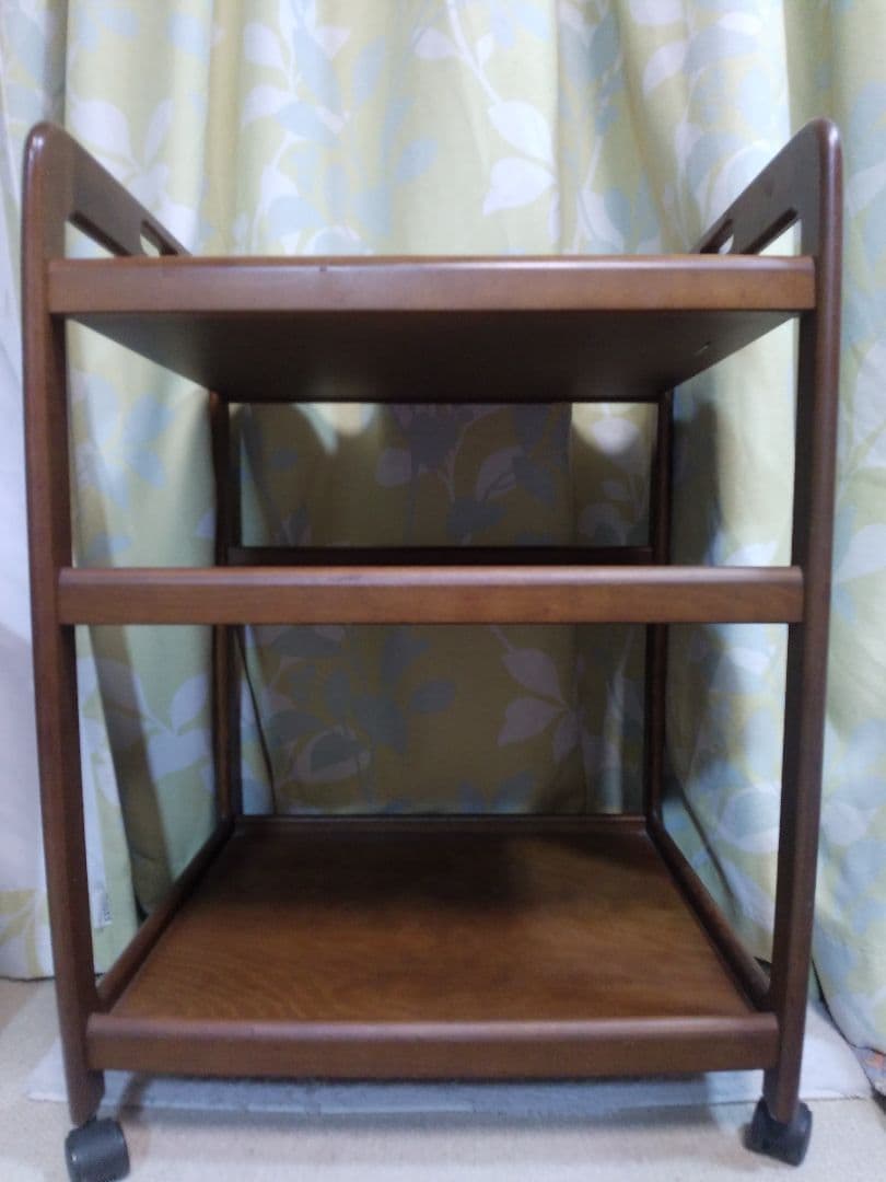 ワゴンカリモクキッチンワゴン 木製 3段 キャスター付き 配膳上げ膳 値下げ不可