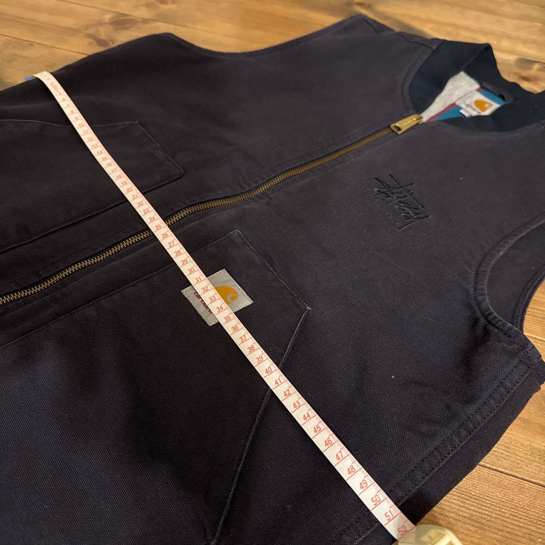限定Stüssy x Carhartt カーハートベスト　黒xネイビー