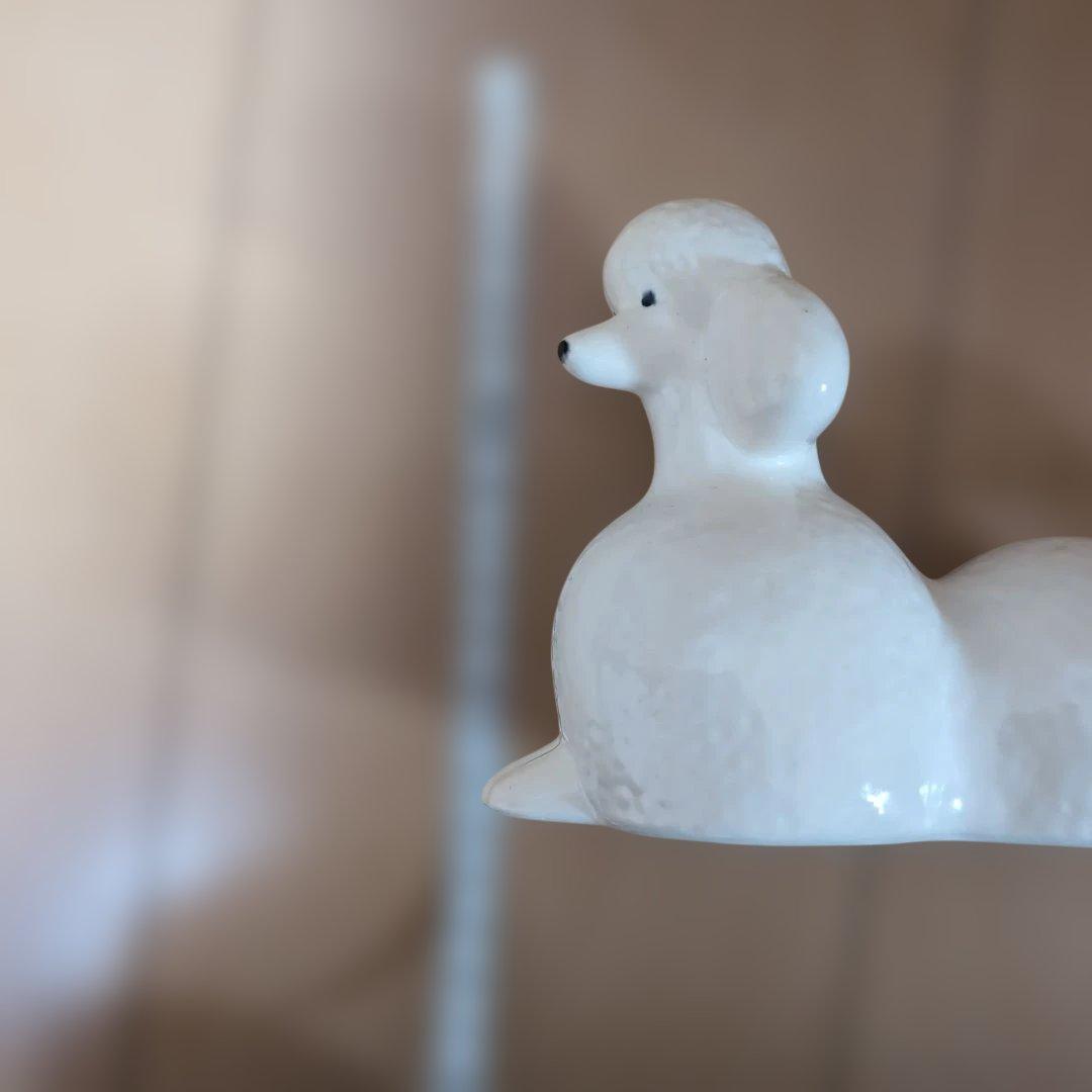 週末価格　リサ・ラーソン　陶器製ホワイトプードル置物