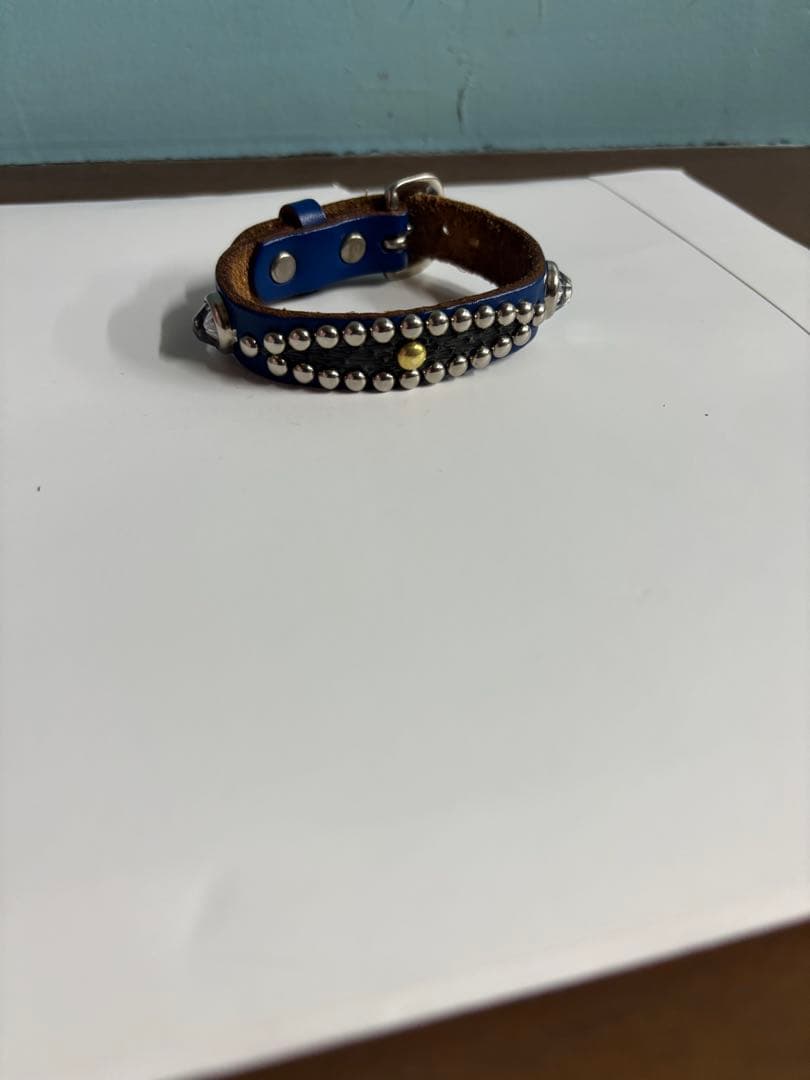 ウルフズヘッドブレスレット青