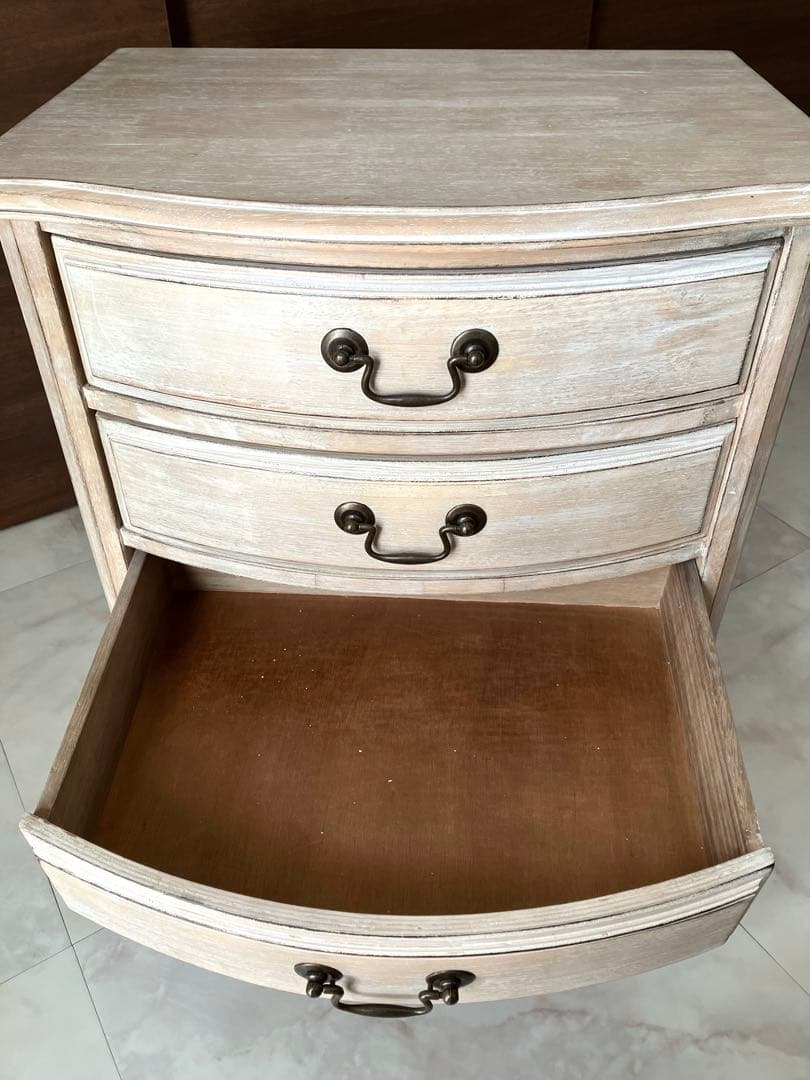 木製 3段 チェスト シャビーシック