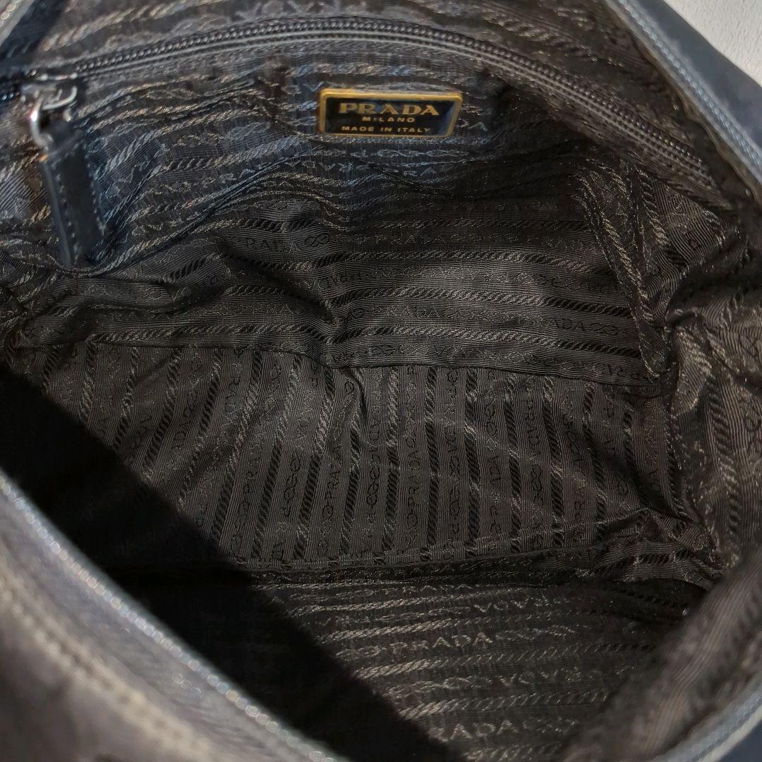PRADA メッセンジャーバッグ ブラック 三角ロゴ レザー テスートナイロン