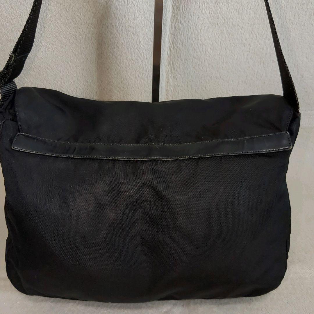 PRADA メッセンジャーバッグ ブラック 三角ロゴ レザー テスートナイロン