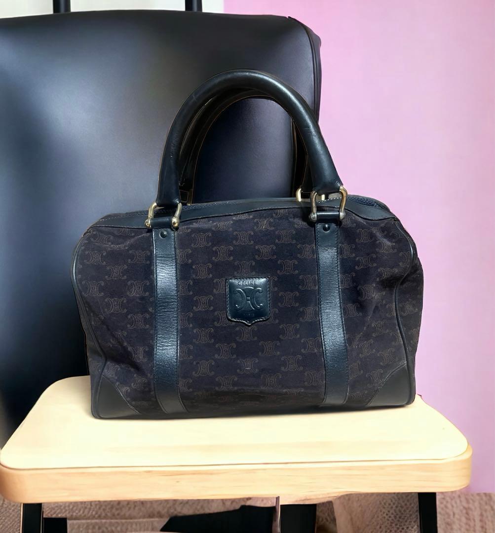 CELINE オールドセリーヌマカダム柄レザートートバッグ ボストンバック