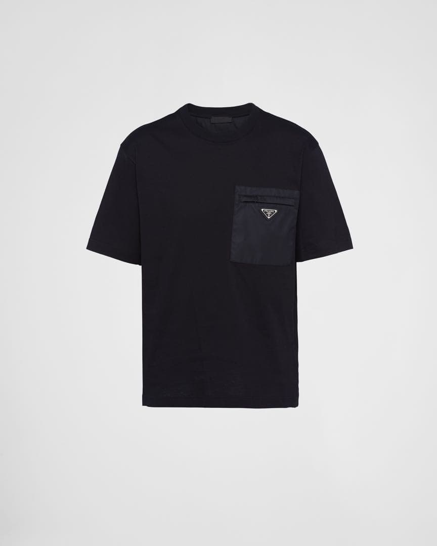 PRADA 24ss トライアングルロゴ Re-NylonジャージーTシャツ