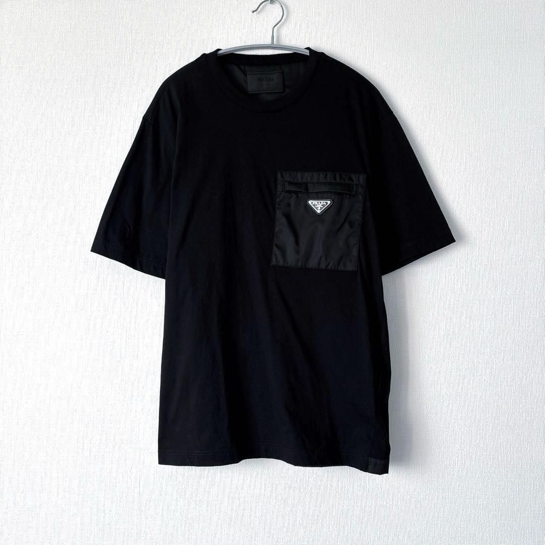 PRADA 24ss トライアングルロゴ Re-NylonジャージーTシャツ