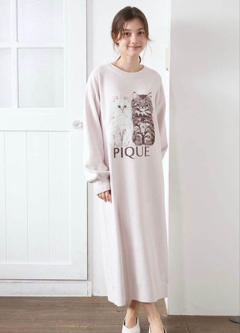 gelato pique ツインキャットジャガードワンピース ピンク
