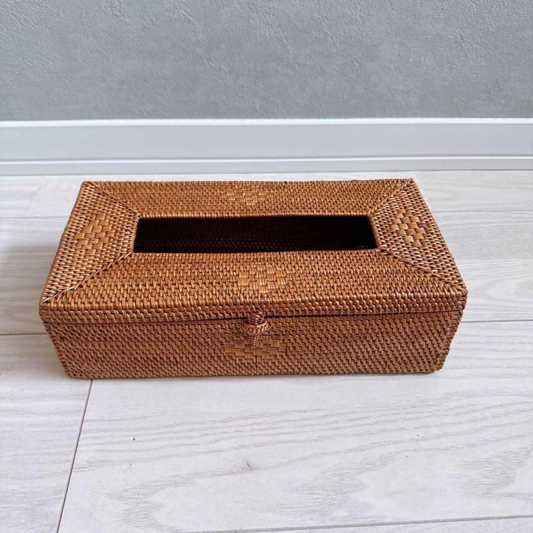 新品未使用 アタのティッシュケース 花柄 バリ島雑貨 アジアン雑貨