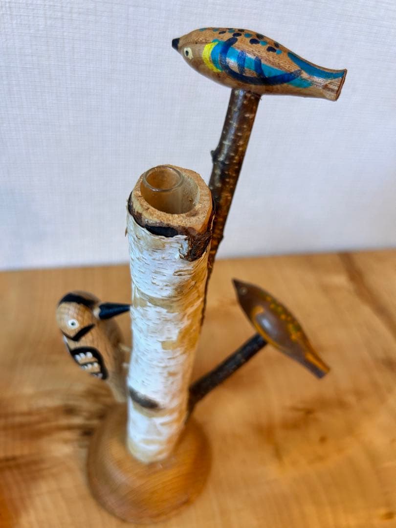 rebmob木工　作品　キツツキ　一輪挿し　花器　花瓶　うつわ　作家もの