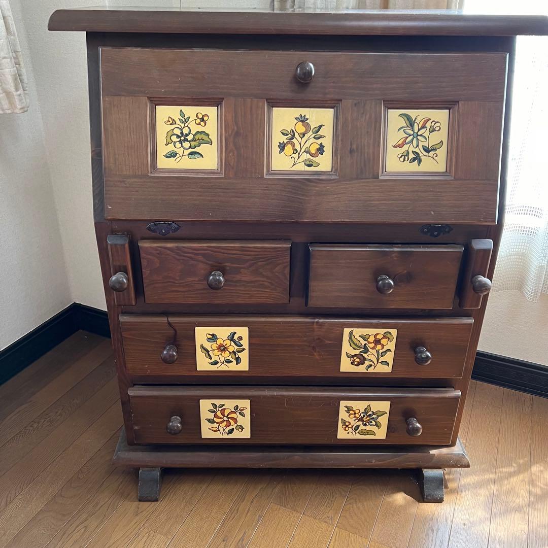 ACTUS スペイン製　ライティングビューロー　デスク　北欧　チェスト　タイル