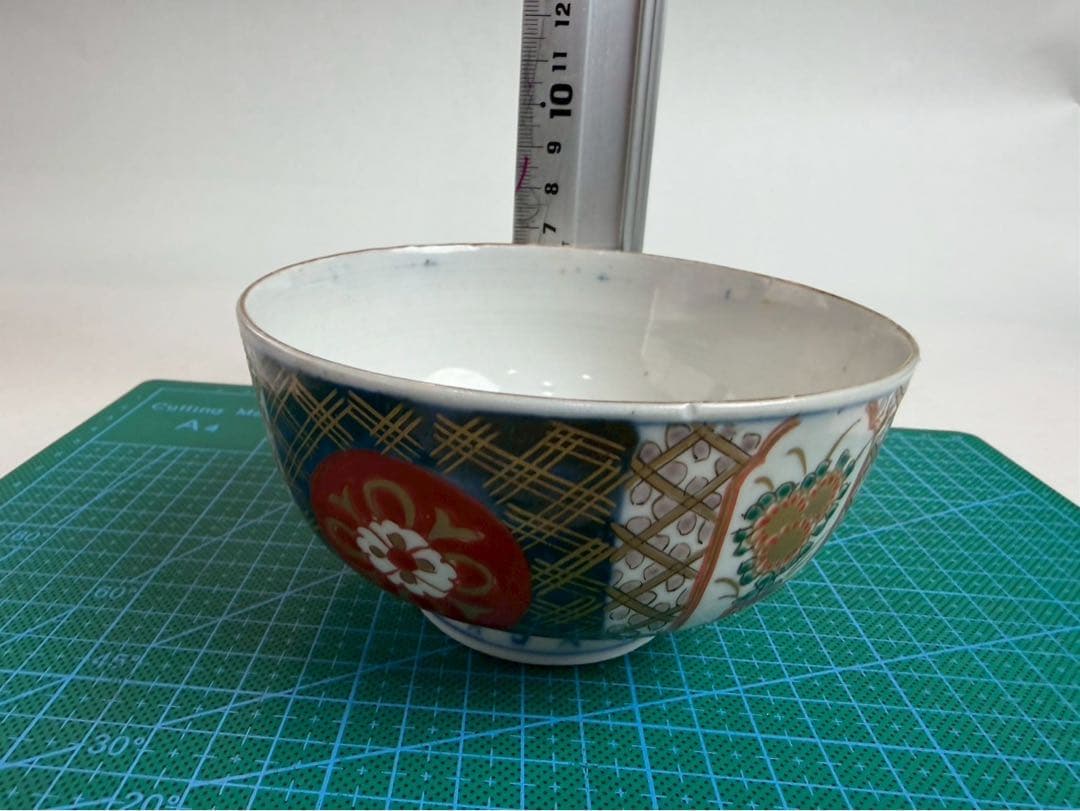 有田焼き　古伊万里　赤茶碗　蓋付き　色絵　5つ　NO.04