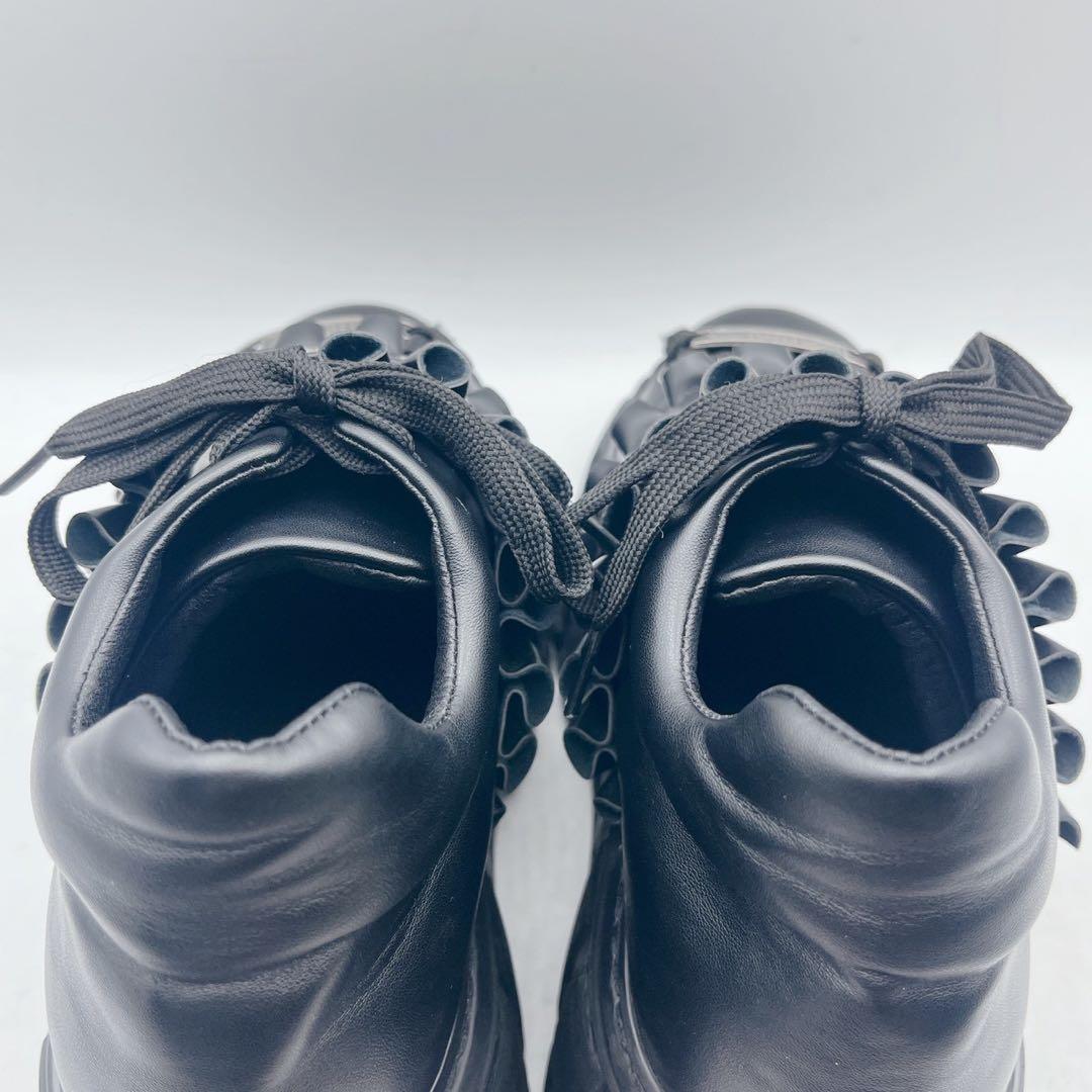 大人気✨pium ピウム フリルベルトボリュームスニーカー 厚底 黒 S