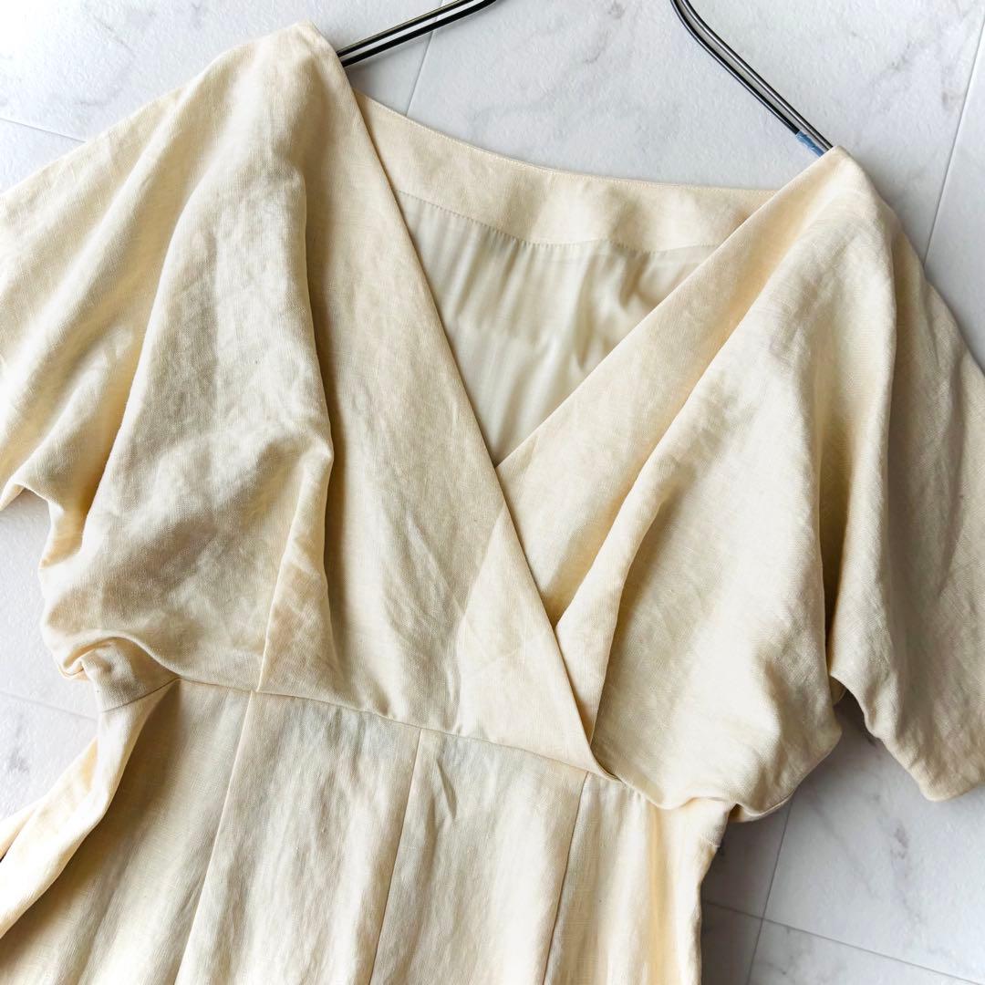 エンフォルド＊バッグオープンオールインワン 36 ライトベージュ 麻 定価4.2