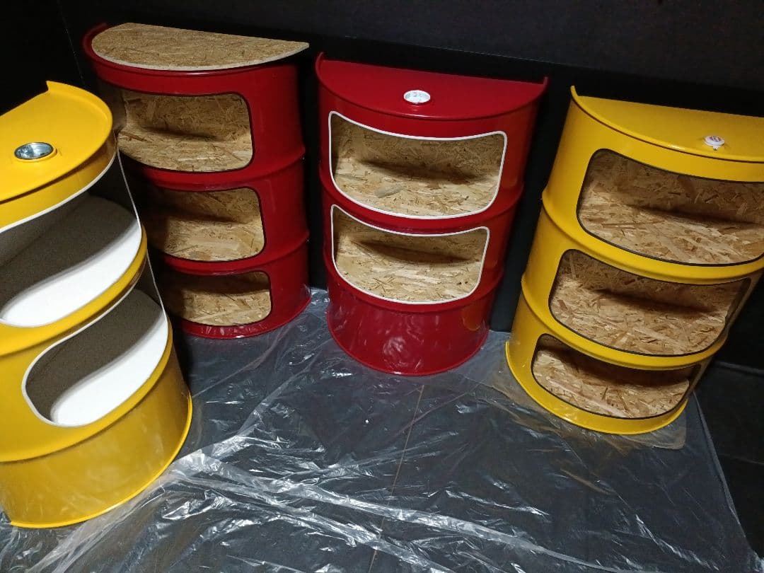 カメムシ品！200㍑ドラム缶remakeBOX３段【イエロー】