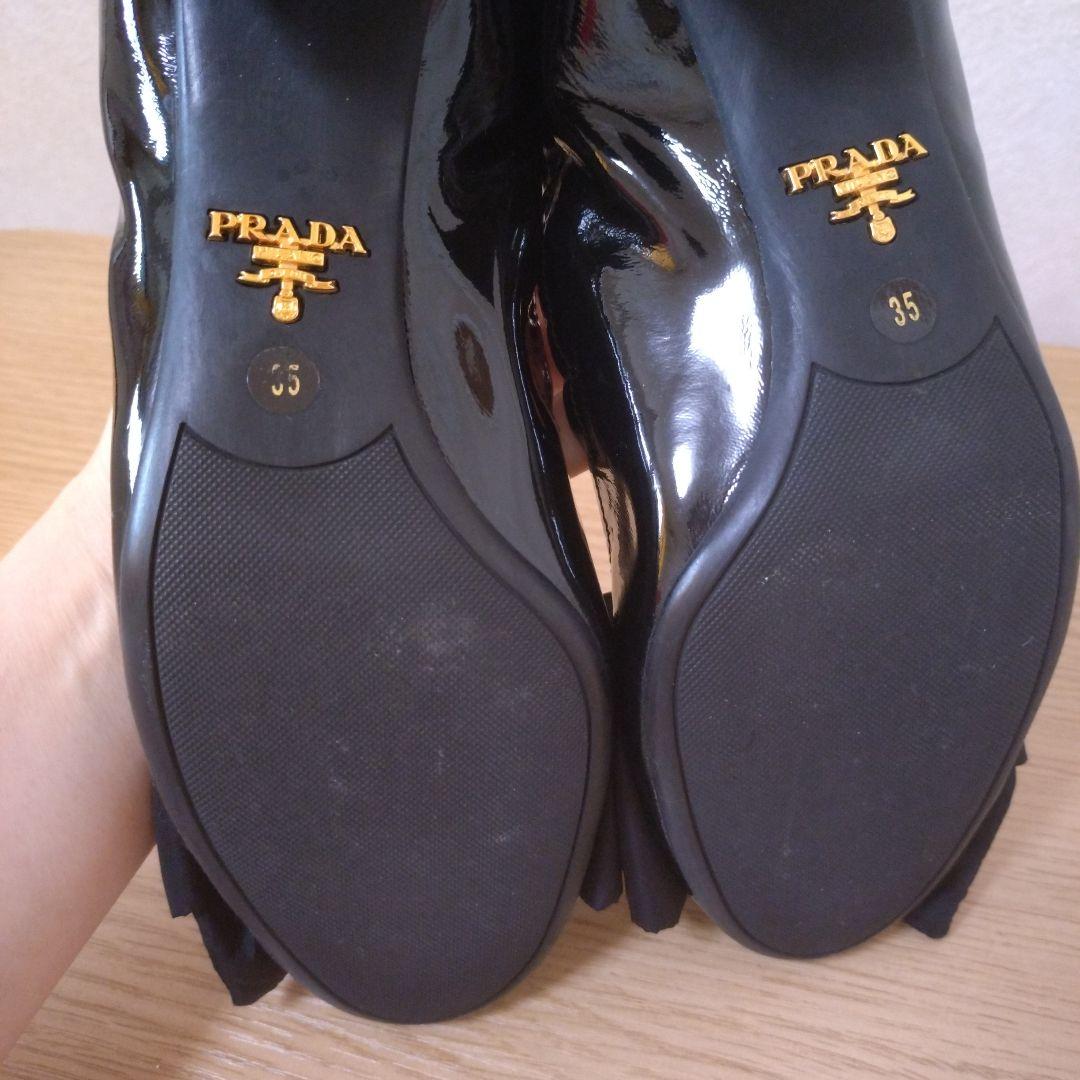 美品　PRADA ブラック リボン付きパンプス