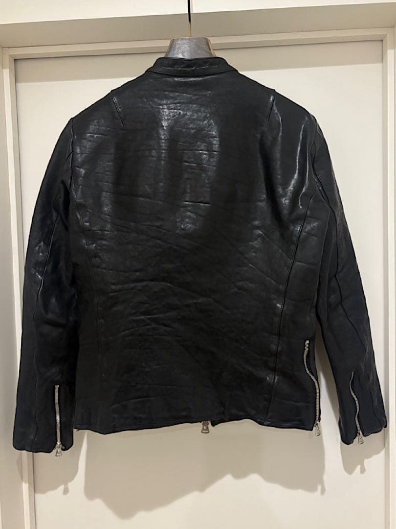 極美品バックラッシュ定価22万円フレンチショルダー製品染めシングルライダース黒M