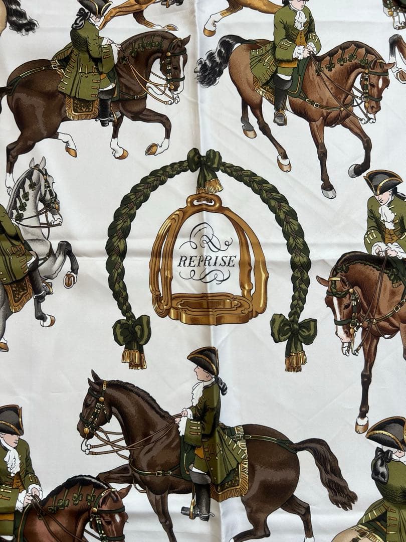 【最終価格】エルメス HERMES スカーフ カレ90 シルク 乗馬風景 馬