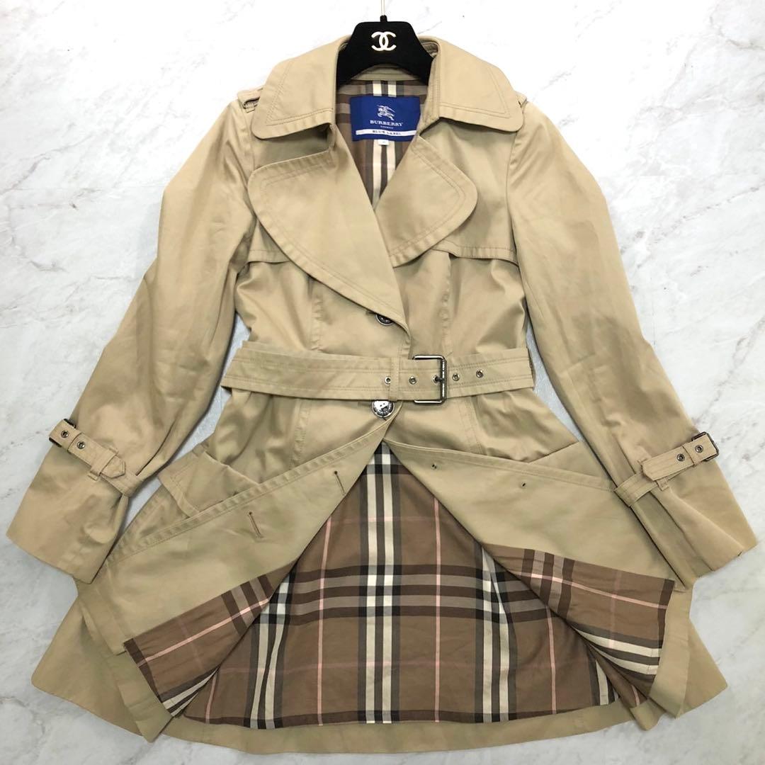 ✨美品✨バーバリーブルーレーベル トレンチコート メガチェック ベルト Lサイズ