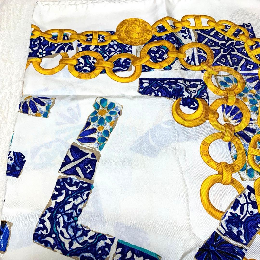 【美品】セリーヌ　CELINE　大判　スカーフ　パリ　シルク　100