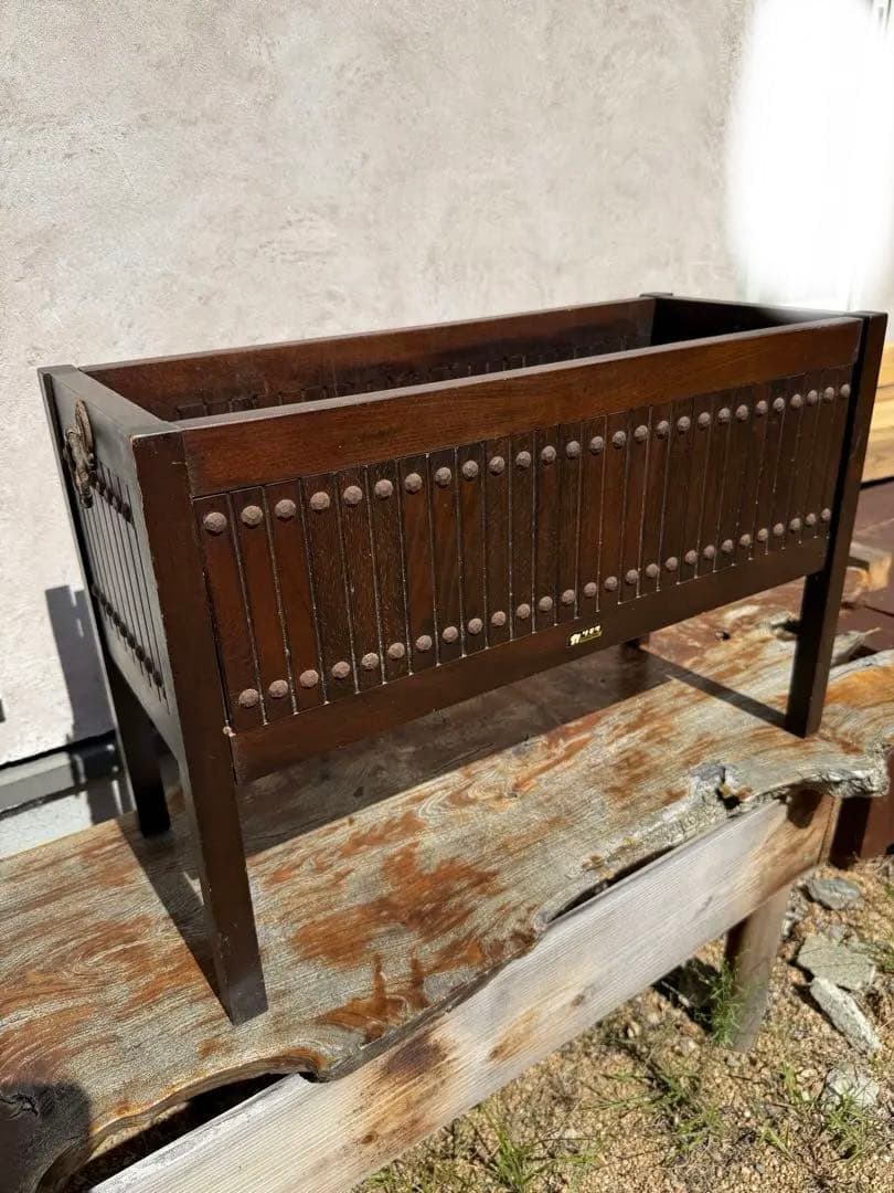 オールドカリモク 鋲打ち ヴィンテージ アンティーク　プランター　ボックス