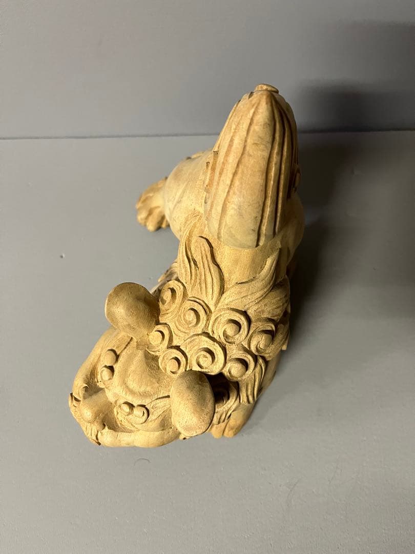 木彫り　獅子像　１対　35