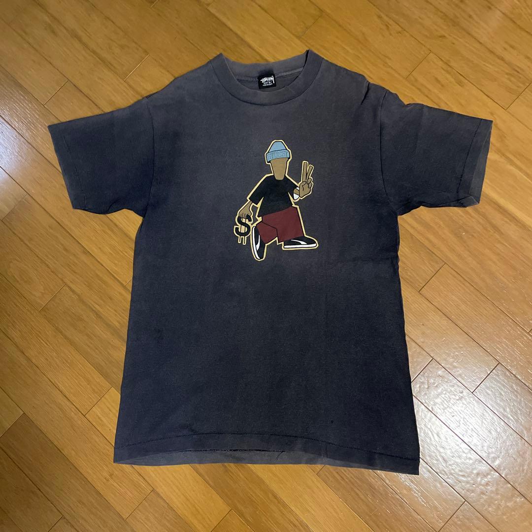 Old Stussy 80年台後期黒タグ 黒色Tシャツ Lサイズ