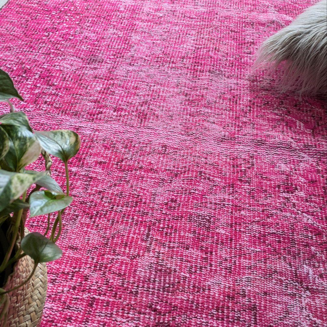 116×184 オーバーダイピンク　トルコヴィンテージラグ