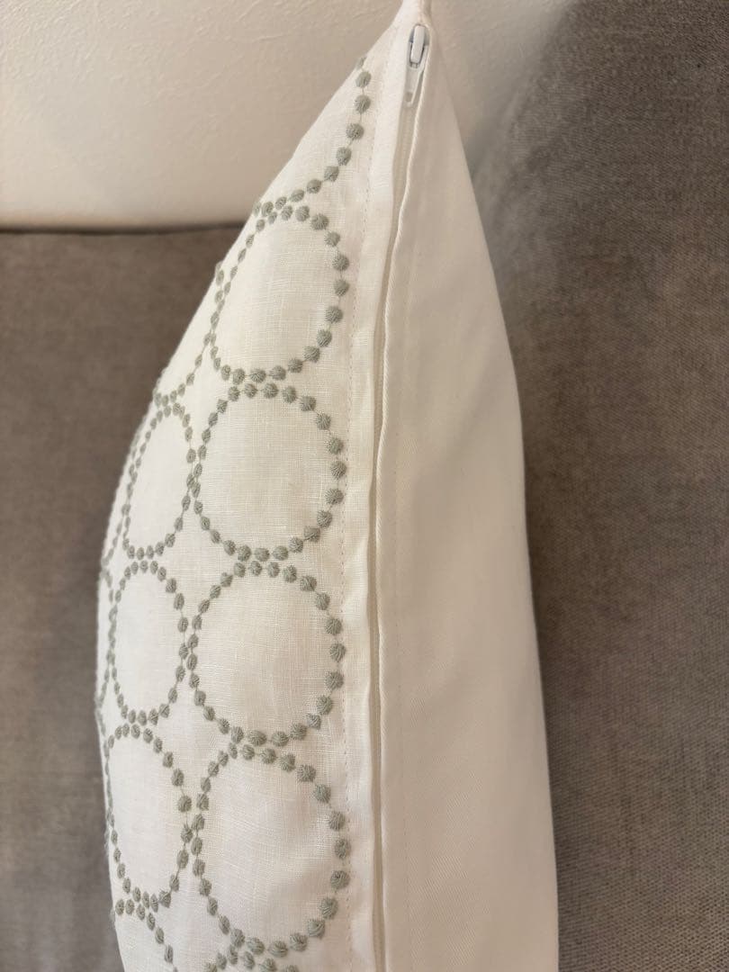 ミナペルホネン　ハンドメイドクッションカバー★タンバリンホワイトxミント