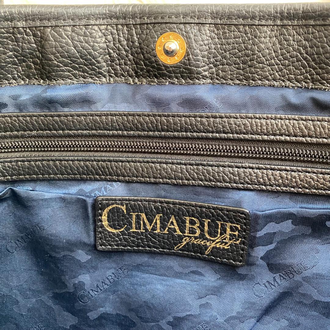 CIMABUE 大容量トートバッグ A4 シボ革 黒 ゴールド金具 メンズ