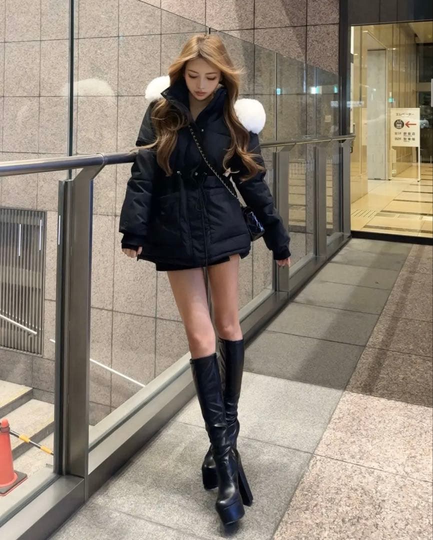 GIENGE ジーアング Waist shape fur jacket