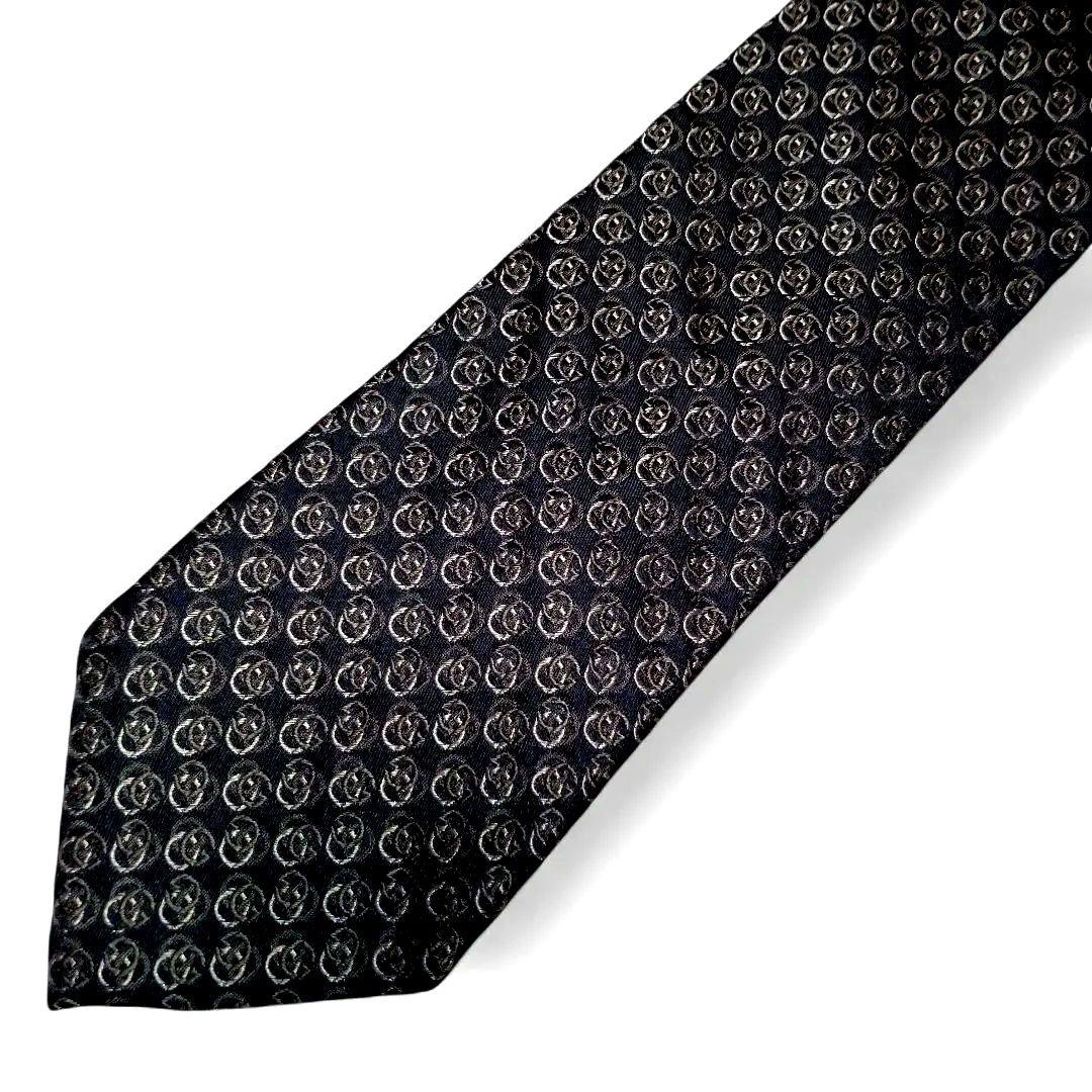 良品　GUCCI　ネクタイ　G総柄　シルク　ブラック
