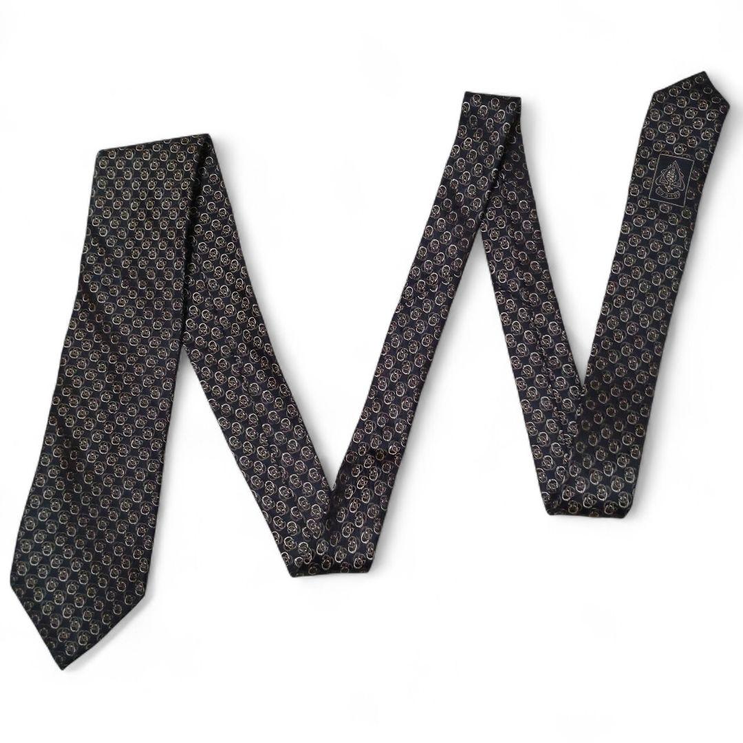 良品　GUCCI　ネクタイ　G総柄　シルク　ブラック