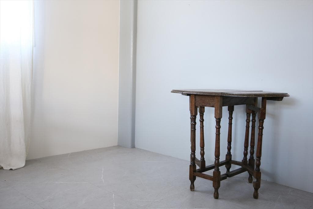 英国アンティーク木製ゲートレッグテーブル/ダイニング机バタフライ(92-119)