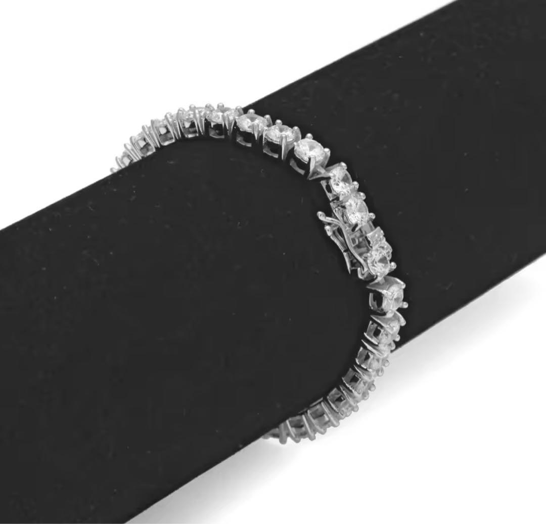 【話題独占】10ctモアサナイト×S925 テニスチェーンブレスレット／証明書付