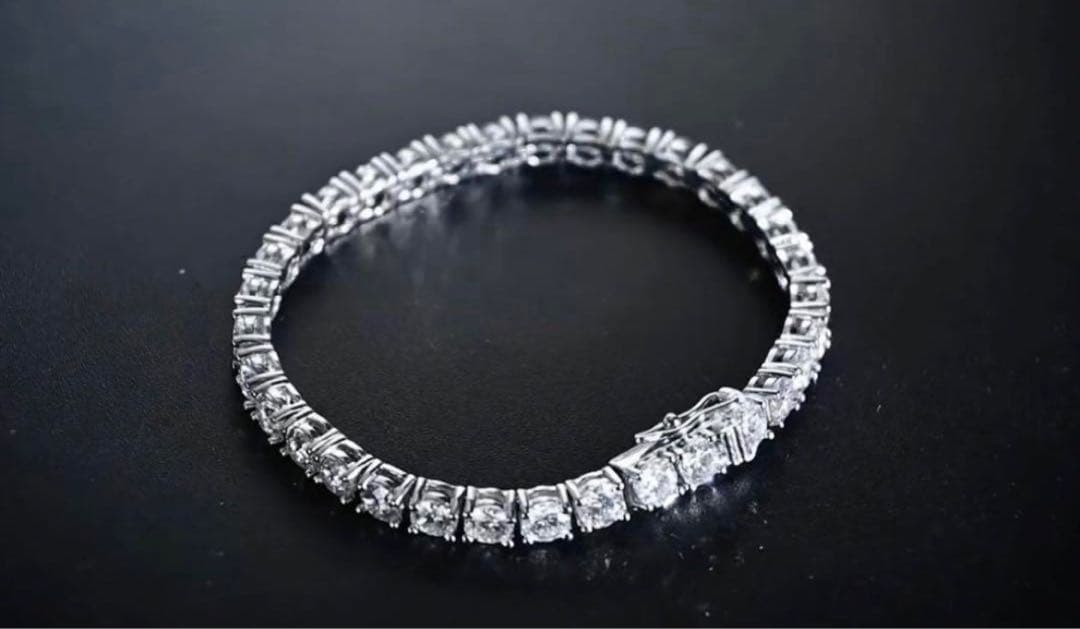 【話題独占】10ctモアサナイト×S925 テニスチェーンブレスレット／証明書付